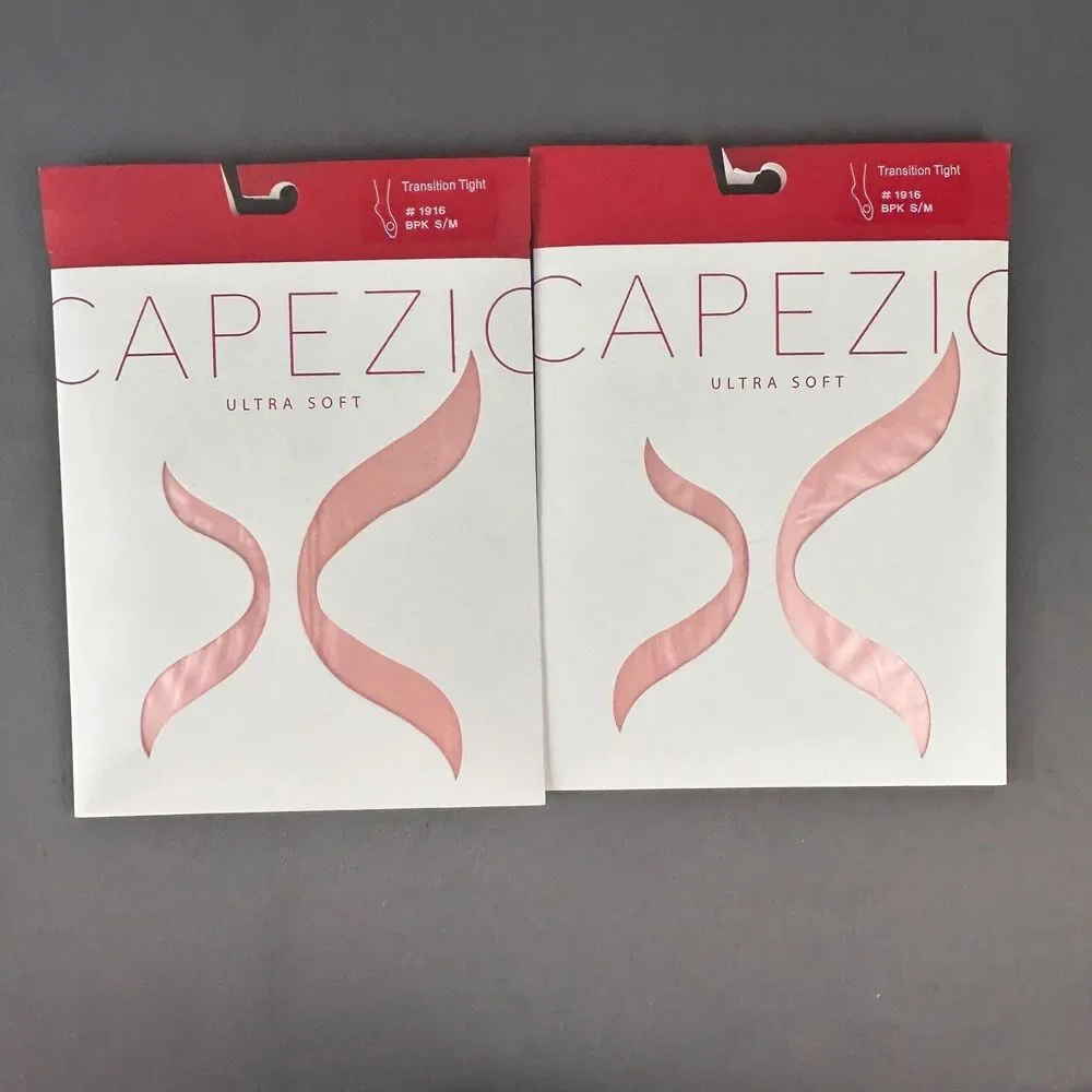 2 Pairs of Capezio Ultra Soft Transition Tights 1916 Ballet Pink S/M New